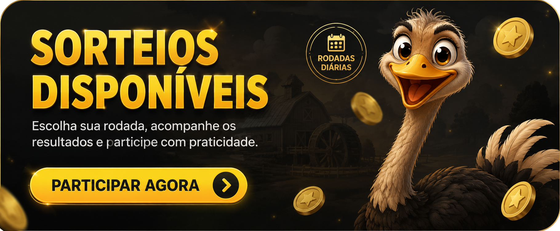 Sorteios disponíveis — participe agora